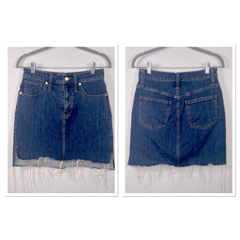 Madewell Stretch Denim Straight Mini Skirt: Step-Hem Edition Sz 25 Cotton Blend